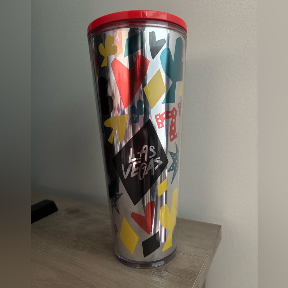 Starbucks Tumbler Cold Cup 24oz Las Vegas 777 Suits Red Reflective No Straw Rare